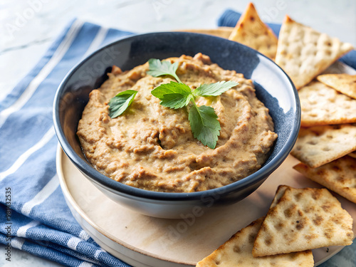 Smoky eggplant dip served with pita