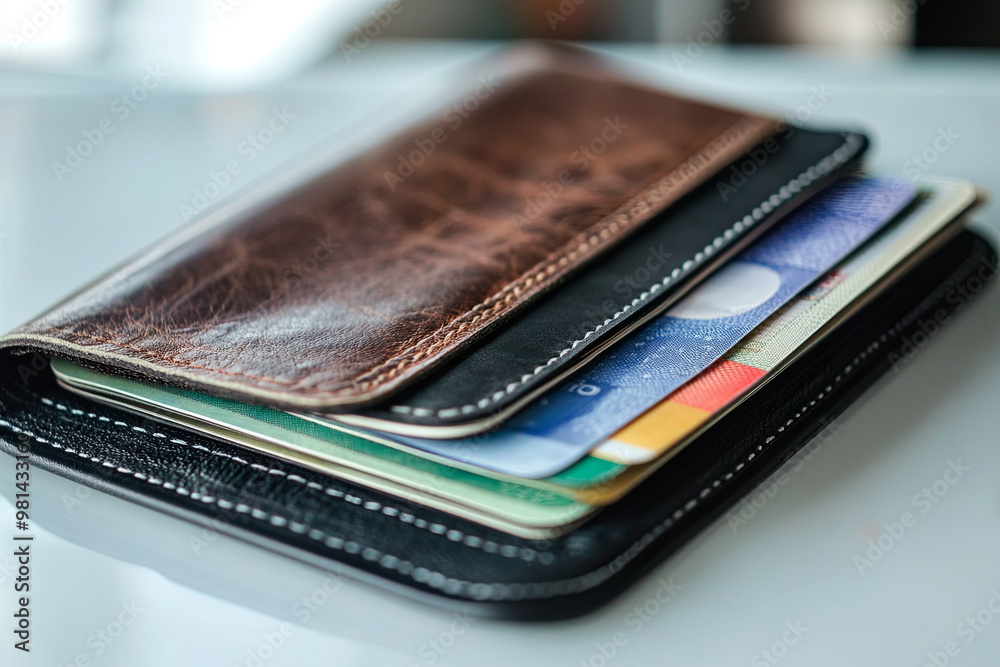 Travel wallet with multiple slots on a white surface Travel wallet with multiple slots on a white surface