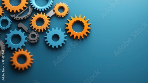 Multiple gears turning in harmony, symbolizing integrated workflow management in an organized business process