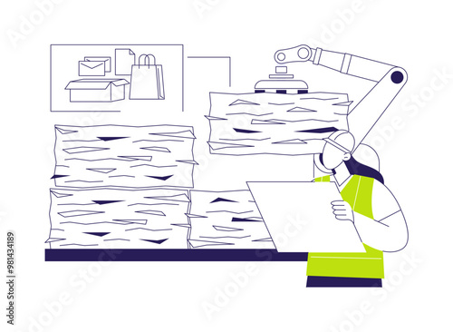 Paper recycling abstract concept vector illustration.