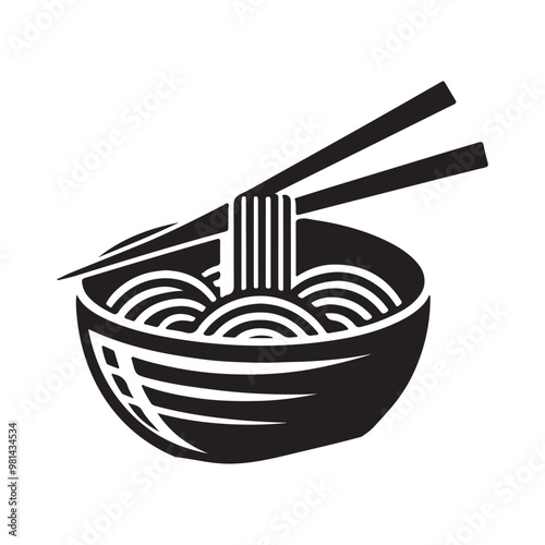 Ramen icon silhouette on white background
