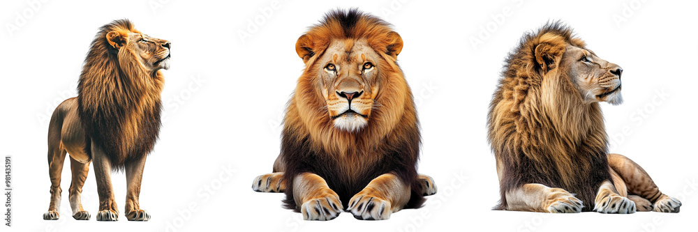 Set of a lion isolated on transparent background Set of a lion isolated on transparent background