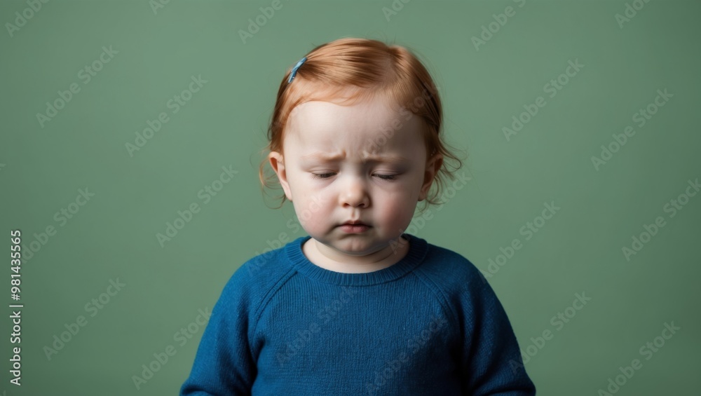 A sad-looking toddler with red hair A sad-looking toddler with red hair