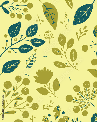 Flowers seamless pattern. vector illustration. Abstract flowers, floral vector with leaves