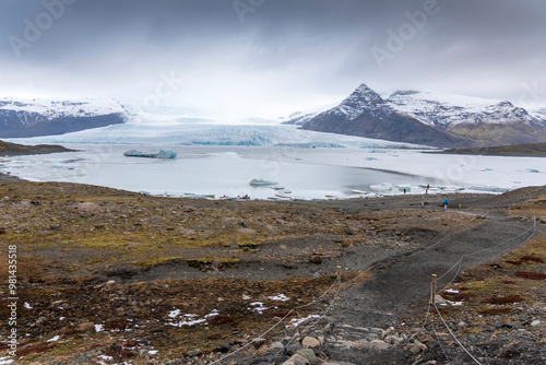 Beautiful Iceland winter season natural landscape over Vatnajokull  glacier  Fjallsarlon iceberg lagoon South of Iceland photo