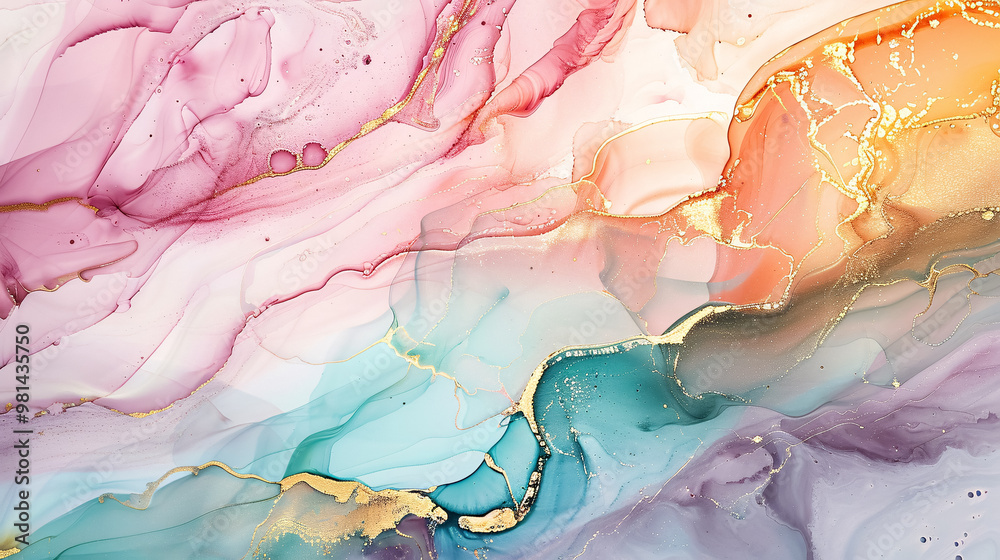 Fototapeta premium Marble ink abstract art from exquisite original painting. painted on high quality paper texture to create smooth marble background pattern of ombre alcohol ink.