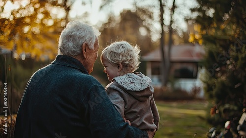 back view, A heartwarming picture of grandparents and grandchildren sharing laughter, stories, and cherished moments, showcasing the beautiful photo