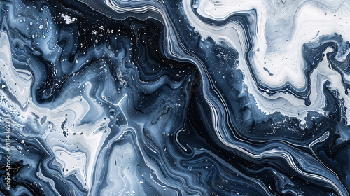 Marble rock texture with blue ink pattern, liquid swirl paint, and dark white illustration; suitable for ceramic counters and abstract wall art