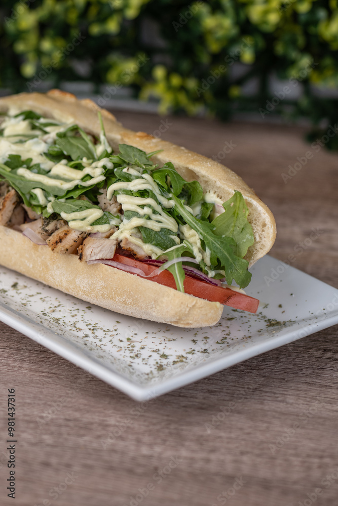 chicken sandwich with arugula