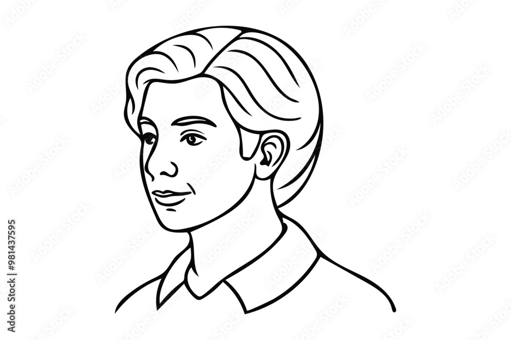 Profile Line Single icon art with editable outline Profile Line Single icon art with editable outline