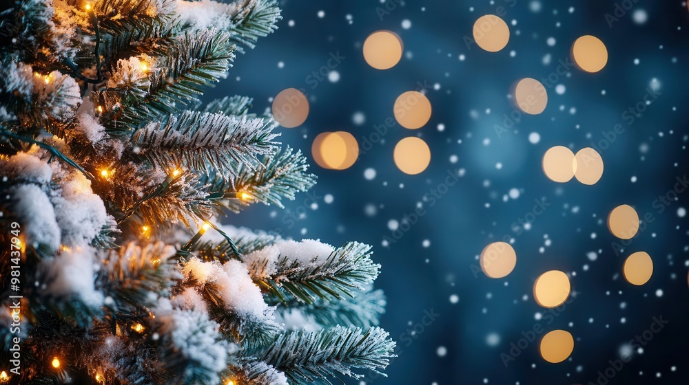 a luminous christmas tree adorned with snow its warm lights contrasting against a deep midnight blue background creating a serene and magical holiday atmosphere a luminous christmas tree adorned with snow its warm lights contrasting against a deep midnight blue background creating a serene and magical holiday atmosphere