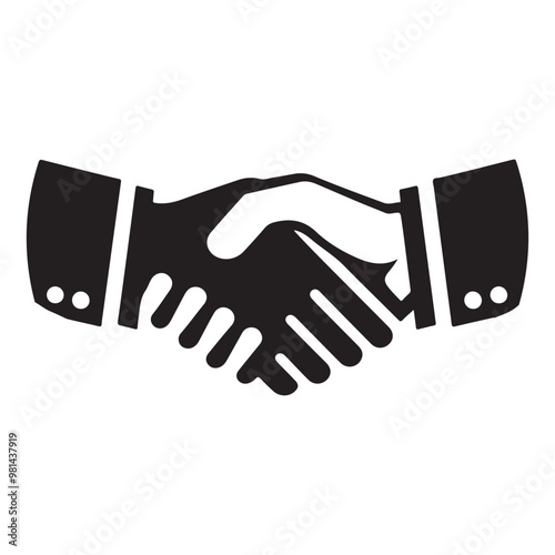 Handshake icon silhouette on white background 