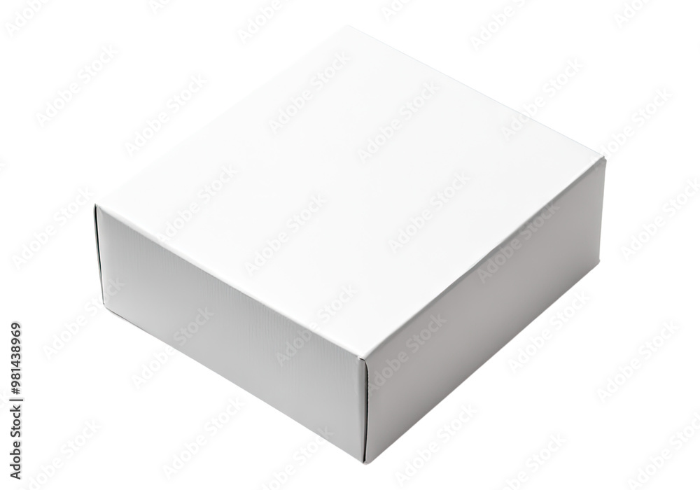 blank white paper box. Transparent background, Isolated PNG.