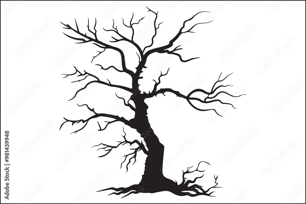 Dead tree silhouette, barren tree, winter tree, tree branches, lifeless tree, dry tree, rustic nature, nature photography, tree art, outdoor scenery, dramatic sky, abstract nature, artistic tree