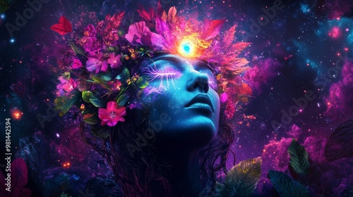 Gaia in Rave: Vines, Flowers, Light, and Chakra Elements