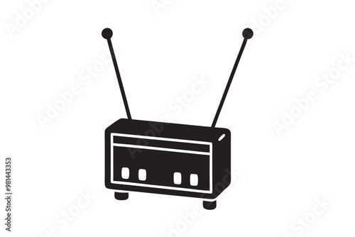 A vintage theremin silhouette vector, icon illustration on white background.  photo