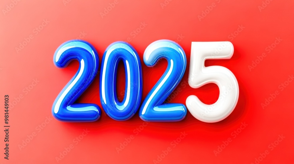 2025 bold rainbow colored text casting shadow on red background 2025 bold rainbow colored text casting shadow on red background