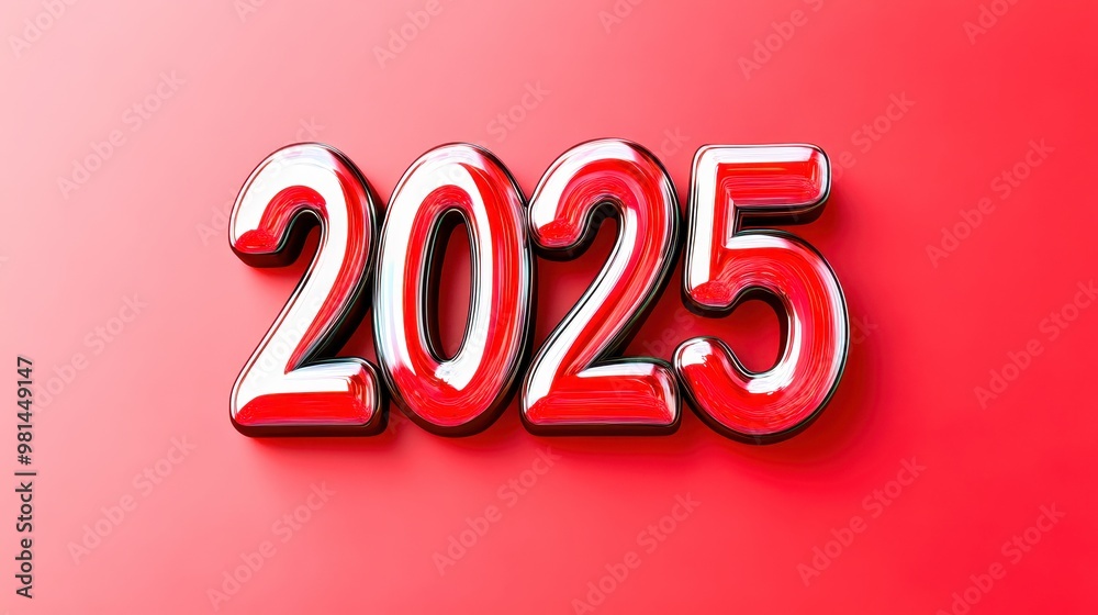 2025 bold rainbow colored text casting shadow on red background 2025 bold rainbow colored text casting shadow on red background