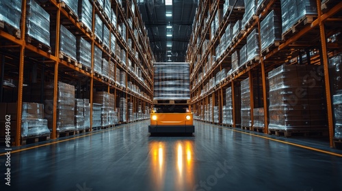 Automated guided vehicle transporting heavy loads in a warehouse during operational hours