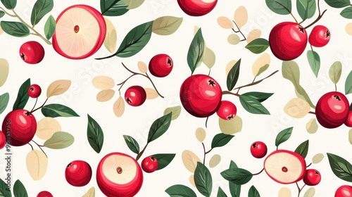 Bountiful Apple Orchard - A Vibrant Floral Pattern