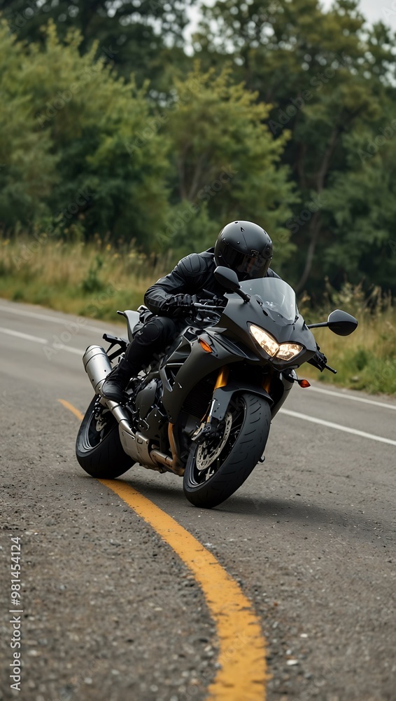 High-speed motorcycle ride by a professional rider on the road