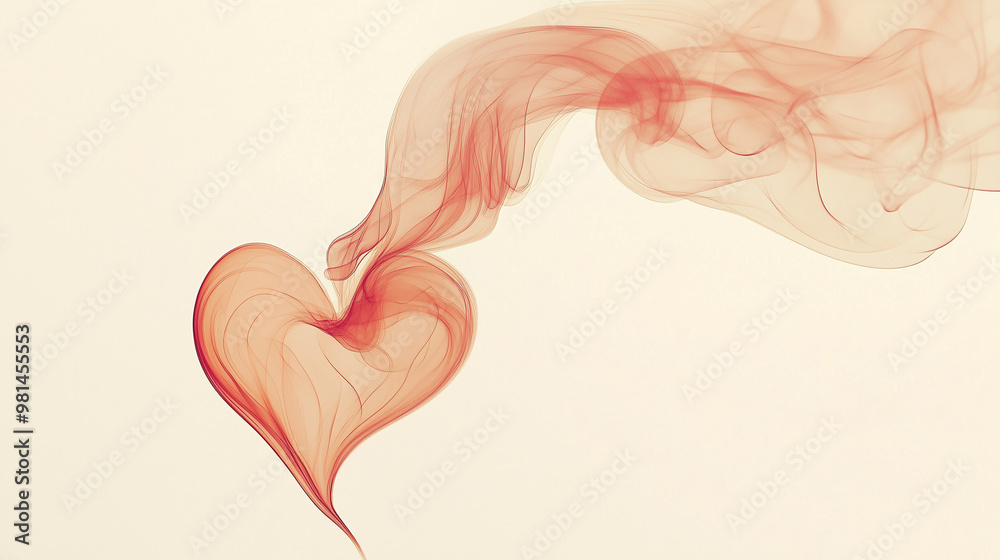 Abstract Heart Shape Created from Red Smoke, Minimalist Design, Romantic Concept with Copy Space Abstract Heart Shape Created from Red Smoke, Minimalist Design, Romantic Concept with Copy Space