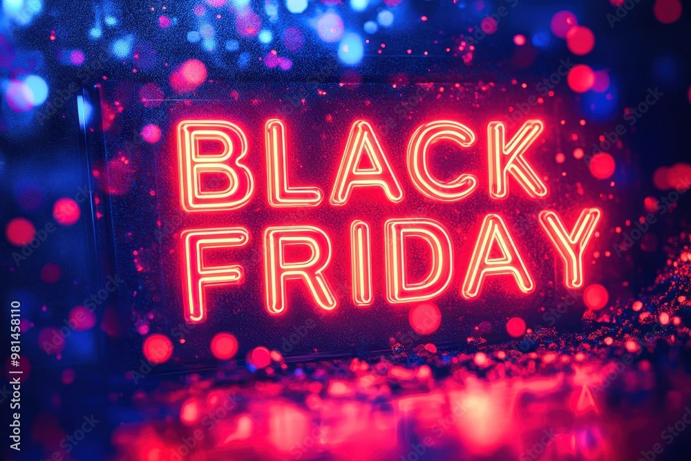 Black friday neon sign lighting up dark background Black friday neon sign lighting up dark background