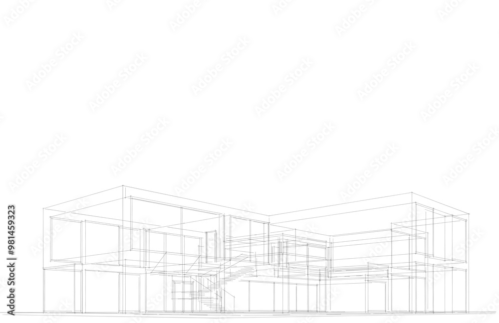 Modern building architectural sketch Modern building architectural sketch