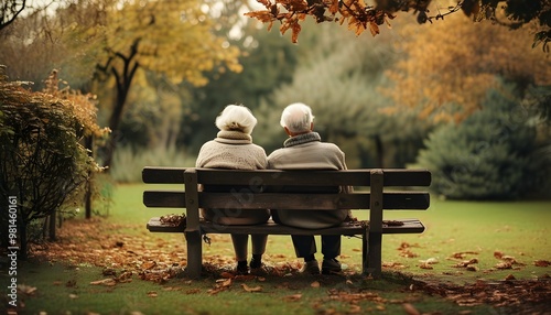 Timeless Love in a Serene Flower Garden Amidst Autumn Reflections