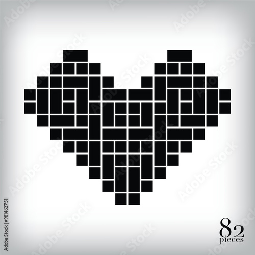 Filmstrip template composition collage heart template for photos in moderation 82. Vector design and grid for photos. Simple trendy geometric design on white background