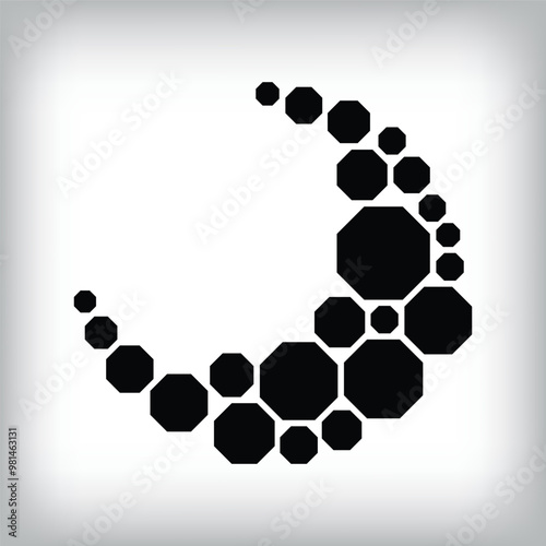 Filmstrip template composition collage template for crescent form photos. Vector design and grid for photos. Simple trendy geometric design on white background