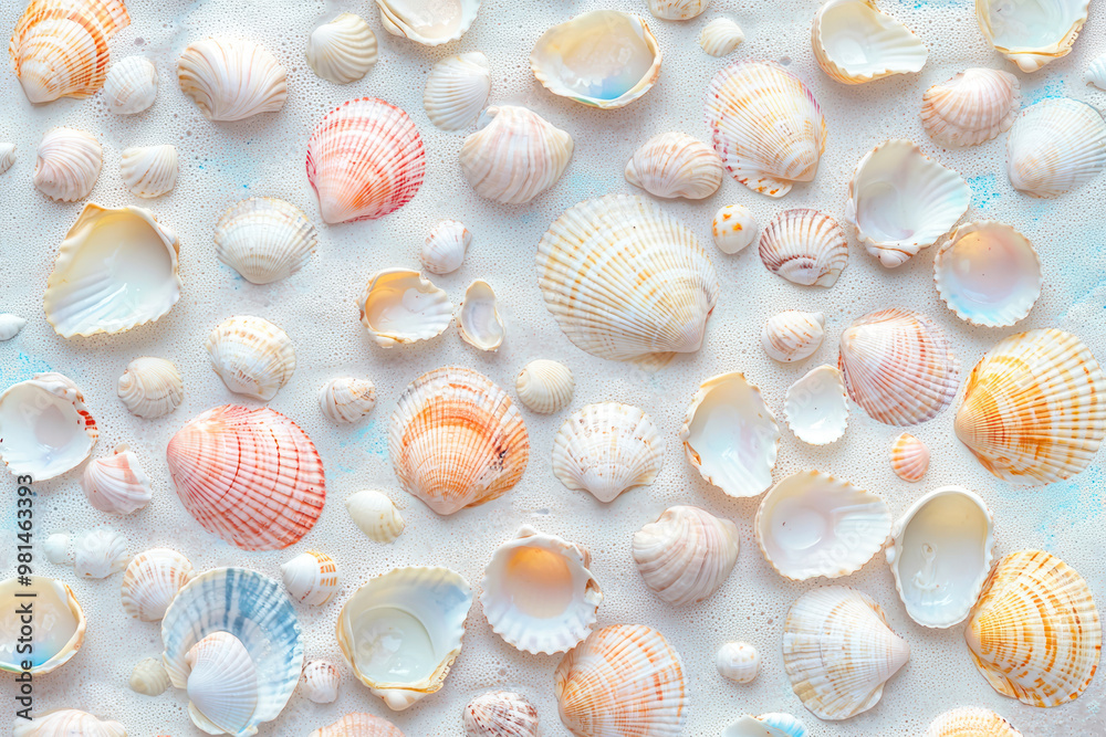 Summer background pattern from seashells.