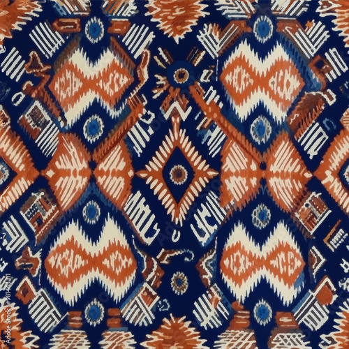 Vector seamless Ikat Ogee ethnic pattern