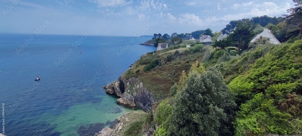 Panorama depuis le sentier côtier du littoral de Belle-île, Le Palais, France, Bretagne Panorama depuis le sentier côtier du littoral de Belle-île, Le Palais, France, Bretagne