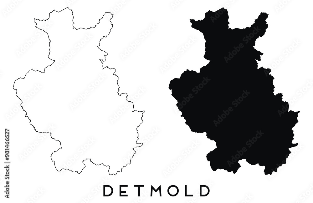 Fototapeta premium Detmold map outline and black silhouette vector