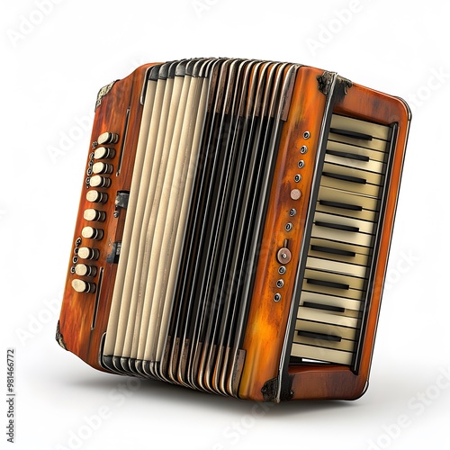 High-definition close-up of an accordion instrument, featuring detailed buttons and bellows image