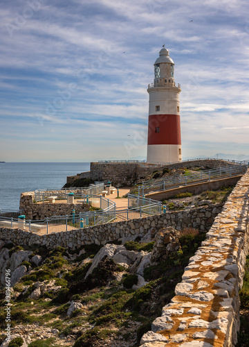Exposure of the Europa Point Lighthouse, also known to as the Trinity Lighthouse at Europa Point on the southern end of the Iberian Peninsula, at the entrance to the Mediterranean Sea, Gibraltar