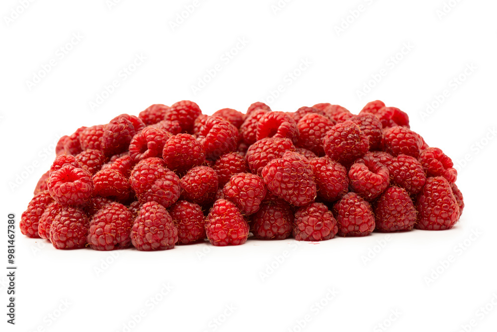 Tasty fresh raspberry isolated on a white background. Top view.