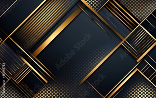 Wallpaper Mural Black background with golden diagonal lines geometric shapes, and metallic texture create an atmosphere of luxury and sophistication Generative AI Torontodigital.ca