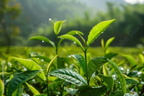 Dry oolong green tea leaves