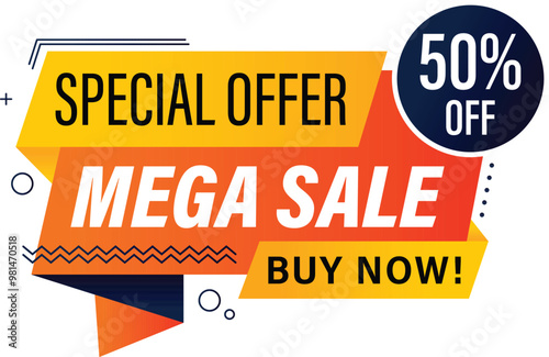 Abstract sale promotion, 50% Sale Special Offer, Flash Sale, Discount Price Buy Now Tag, Banner, Icon, Sign, Label boost sell, Clearance Sale