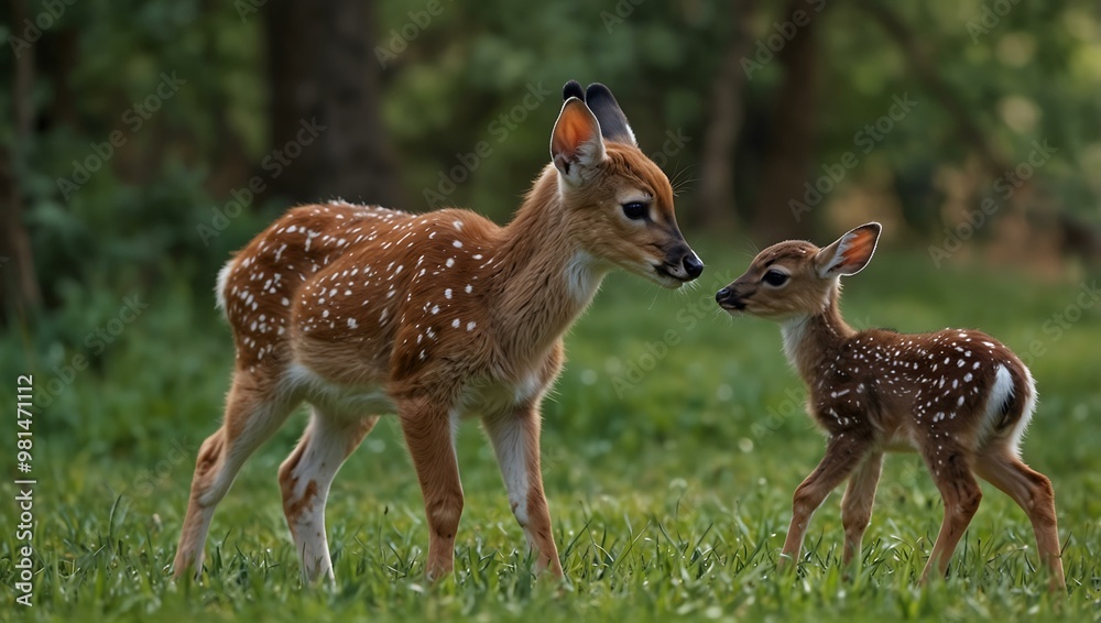 Kitten and baby deer - cute baby animals. Kitten and baby deer - cute baby animals.