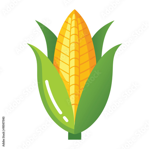 a corn is on the cob with a green background