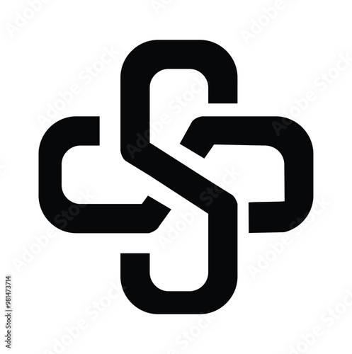 Vector flat logo icon modern cross medical isolated on white background
