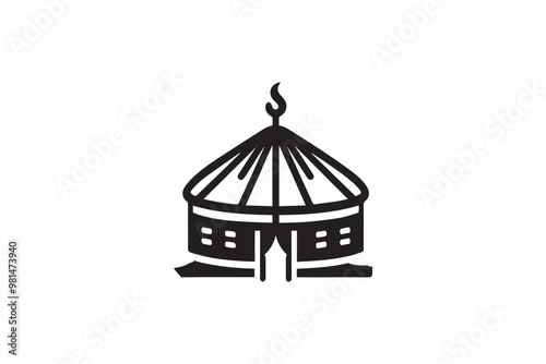 yurt vector silhouette clip art illustration