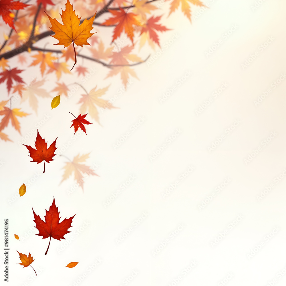 Falling autumn leaves motion slow motion on light background 3d rendering Falling autumn leaves motion slow motion on light background 3d rendering