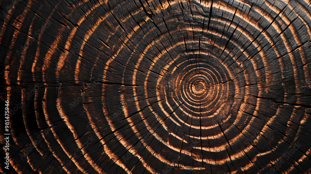 Fototapeta premium Old wooden oak tree cut surface. rough organic texture of tree rings with close up of end grain. Wood Grain. Illustration