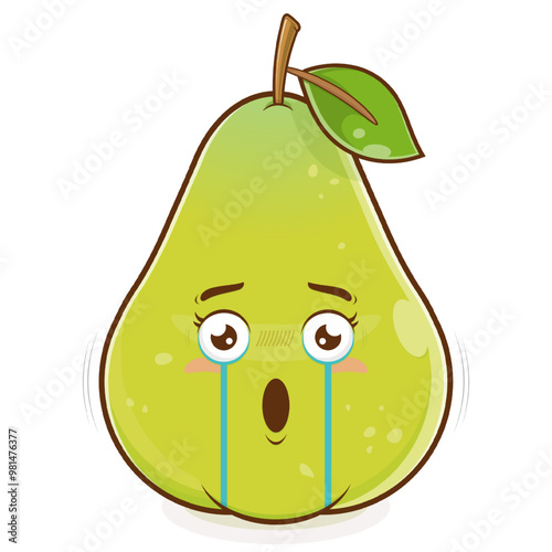 pear scared face cartoon cute