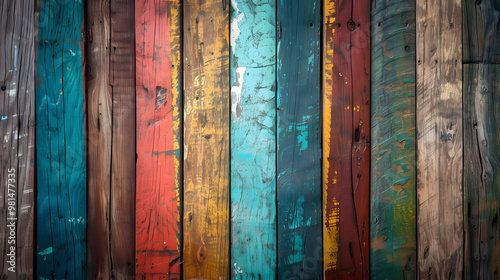 Old, grungy, colorful wood background