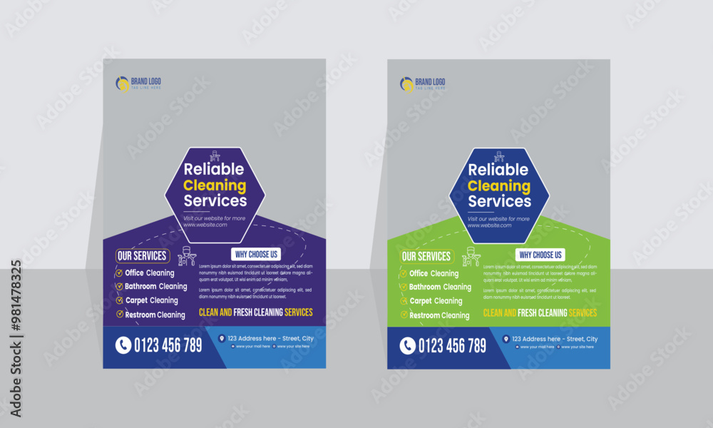 Fototapeta premium Professional Cleaning Services Flyer ,A4 Flyer Template Design